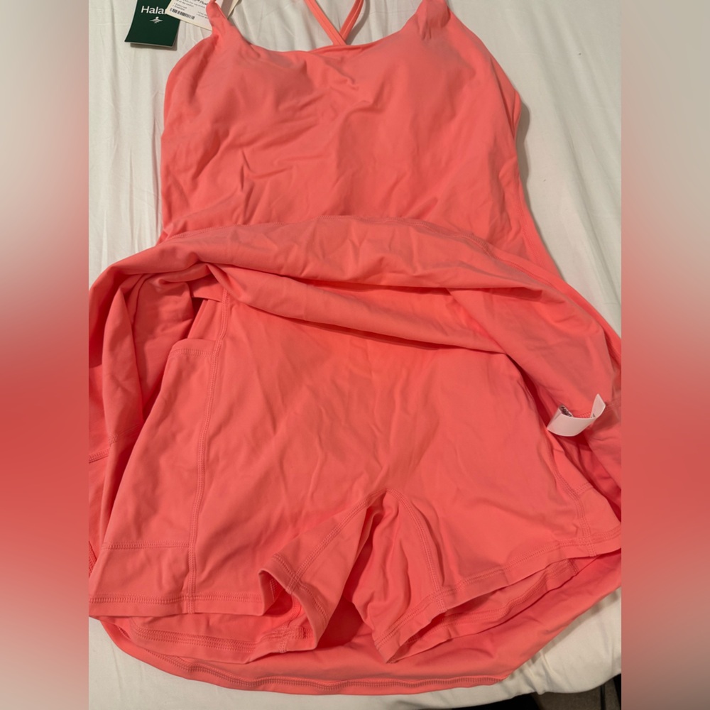 HALARA Coral Pink Mini Dress with Spaghetti Straps - Picture 3 of 11